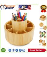 Elegant Bamboo Pencil Holder with 360-Degree Rotation for Art Supplies - $1,107.60 MXN