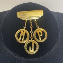 Vintage Monocraft Pin with Initial “MJP” Dangling Charms Brooch Gold Tone - £21.23 GBP