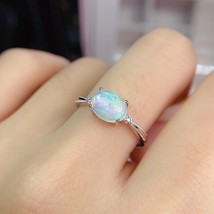 Real Opal Ring 6*8MM Natural Colorful Gemstone Fine Jewelry 925 Sterling Silver  - £36.71 GBP