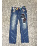 Vintage Rainbow Jeans Womens Sz 26 blue Jeans Colorful Work of Art | Y2K... - €27,42 EUR