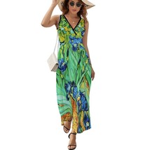 Woman Van Gogh Irises Flower Sleeveless Long Dress Party Dress (Size S to 2XL) - £26.15 GBP