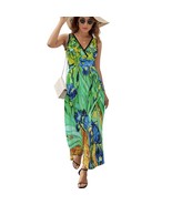 Woman Van Gogh Irises Flower Sleeveless Long Dress Party Dress (Size S t... - $44.82 CAD