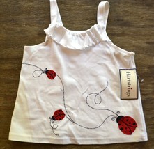 Hartstrings Girls White Embroidered Ladybug Cotton Tank Top, Size 6 - £25.94 GBP
