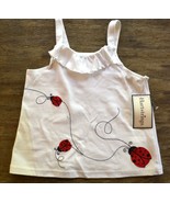 Hartstrings Girls White Embroidered Ladybug Cotton Tank Top, Size 6 - £26.22 GBP