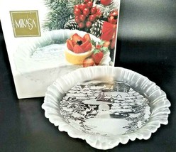 Mikasa Crystal Winter Dreams Serving Platter Tray Heavy Etched Relief Deer Scene - £23.67 GBP