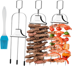 3PCS Grilling Savant 3 Way Skewers,14 Inch Metal Skewers for Grilling,Ea... - $11.88