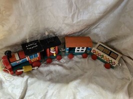 1963 Fisher Price Vintage Wood Huffy Puffy Train 4 Piece set 999 HTF - £31.18 GBP