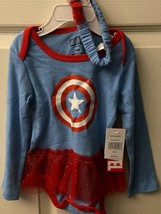 Girl&#39;s 2 Piece Captain America Bodysuit and Headband 24 Month *NEW W/TAG... - $322.92 MXN