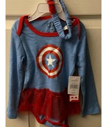 Girl&#39;s 2 Piece Captain America Bodysuit and Headband 24 Month *NEW W/TAG... - $322.92 MXN