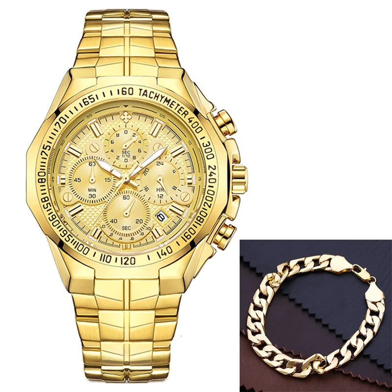 O wrist watches men 2022 top brand luxury wwoor golden chronograph men watches gold big thumb200