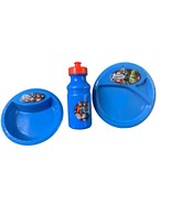 New 3 Piece Feeding Set Plate Bowl Water Bottle Avengers Marvel Blue Red... - £10.30 GBP