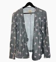 Chaser Vintage Floral Pocketed Cardigan Sweater Grey Roses Medium NWOT - $19.79