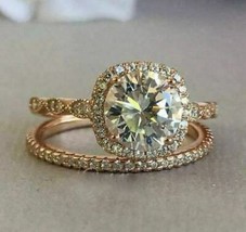 2.5CT Rotondo Bianco Moissanite 14K Rosa Placcato Oro Matrimonio Fidanza... - $124.12