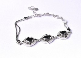 Sterling Silver Cubic Zirconia Gemstone Hand Crafted Chain Bracelet Casual Wear - £50.75 GBP