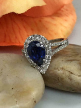 3.10Ct Pear Cut CZ Sapphire Engagement Ring 14K White Gold Plated 925 Silver - £89.59 GBP
