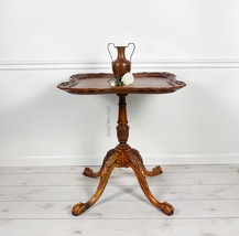 Antique Mahogany Pedestal Chippendale Gorge lll Style Pie-crust Scalloped  - £787.36 GBP