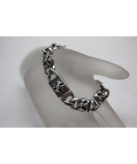 Chrome 925 Sterling Silver Round Link Chain Floral Cross Bracelet 7&quot; LG - £165.50 GBP