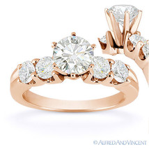 Round Cut Moissanite 5 Five-Stone Open U-Prong Engagement Ring in 14k Rose Gold - £770.62 GBP+