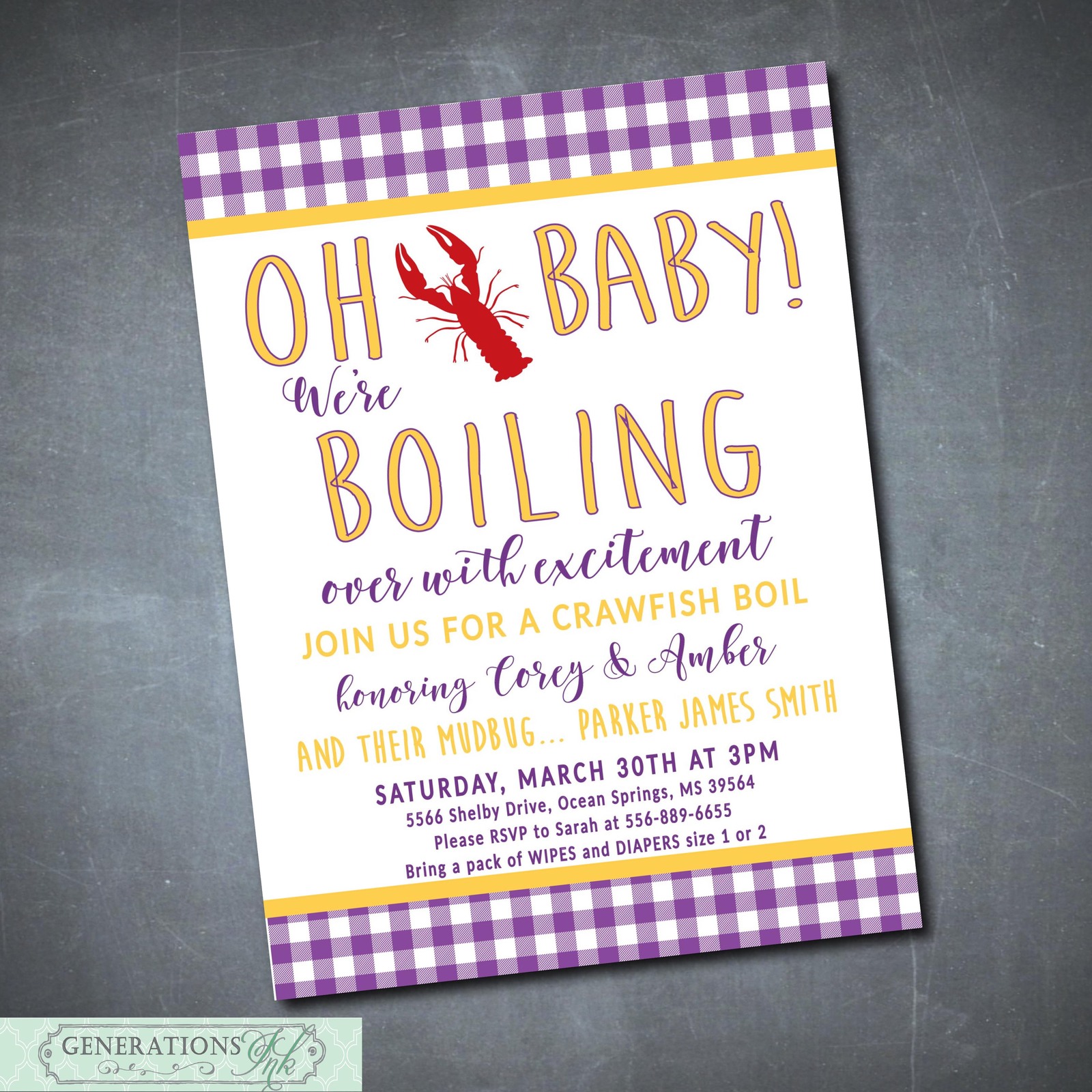 Primary image for Crawfish Boil Baby Shower Invitation/Baby Boil/DIY/Digital File/Printable