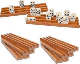Domino Trays Mexican Train Natural Wood Domino Racks Holders Domino Tile... - £40.17 GBP