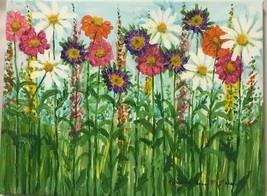 Zinnia, Daisy,and Aster Painting - $74.00