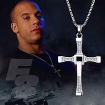 Fast and Furious Dominic Toretto 925 Sterling Silver Cross Pendant Necklace CZ - £95.27 GBP