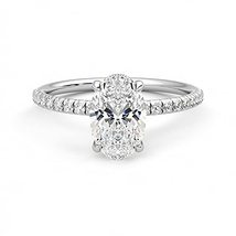 1.50 Carat- Oval Cut Lab Grown Diamond Engagement Ring In 14k White Gold - £2,739.42 GBP