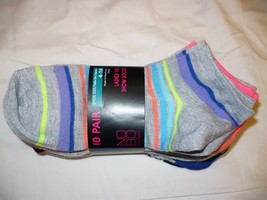 Women&#39;s No Boundaries No Show Socks 10 Pair Shoe Size 4-10 Gray Stripes ... - £8.42 GBP