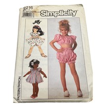 Simplicity 9216 Jiffy Girls Two-Piece Dress &amp; Romper Pattern Sizes 3-8 - $7.68