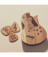 Customized Wood Guitar Plectrum Case - Name Engraved Guitar Picks Holder - $15.00 - $60.00