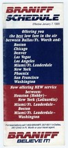 Braniff International Schedule 1985 Dallas Fort Worth  - £9.38 GBP