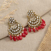Red Resin &amp; Crystal Cubic Zirconia 18K Gold-Plated Floral Tassel Drop Earrings - £11.25 GBP