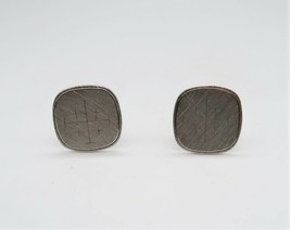 Vtg Anson brushed silver tone rounded edge square cufflinks atomic cross design - £11.73 GBP