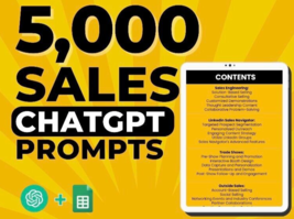5,000 Sales ChatGPT Prompts - ChatGPT Prompts for Sales Prospecting B2B B2C - £1.11 GBP