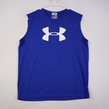 Youth Under Armour Boys Tank Top Blue Shirt YXL Youth XLarge Loose Heat Gear - $10.87