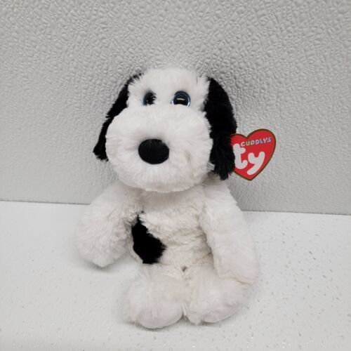 Ty Cuddlys 8" MUGGY Black & White Soft Plush Puppy Dog Stuffed Animal With Tag - $14.75