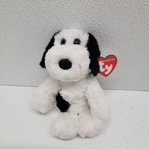 Ty Cuddlys 8&quot; MUGGY Black &amp; White Soft Plush Puppy Dog Stuffed Animal With Tag - £11.78 GBP