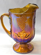 Vintage COLONY 64oz Pitcher HARVEST CARNIVAL (Amber) Grapes Leaves 9.75&quot;... - $21.57