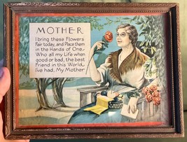 Old Vintage Antique Print Framed Art Print Mother Motherhood - $556.90 MXN