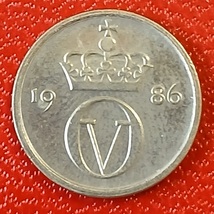NORWAY 1986 10 ORE Small Coin - Authentic old BTR Circulated - $3.09