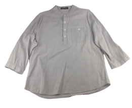 Vintage Incerun Men&#39;s Shirt Stand Collar 3/4 Button Sleeve Pocket Gray  ... - $15.58