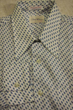 RARE NEW VTG Gino Fabrini 1960s Blue Diamonds Long Sleeve Shirt 16x32 Rockabilly - £47.59 GBP