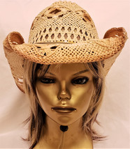 SOMHER Western Cowgirl Hat Lightweight Shaped Straw Size M Made in Mexico - £39.94 GBP