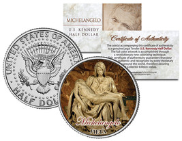 Michelangelo * Pieta * Statue Jesus Sculpture Colorized Jfk Half Dollar Us Coin - £6.84 GBP