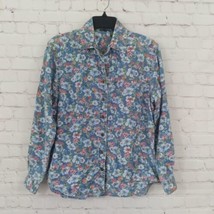 Liz Wear Shirt Womens Small Blue Floral Long Sleeve Collared Button Up 90s - £15.71 GBP