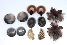 Vintage Lot of Clip Earrings - 6 Sets - Gold-Tone Silver-Tone Lucite MOP... - £17.05 GBP