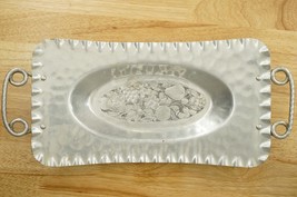 Vintage MCM Dogwood Flowers Fruit Motif Aluminum CROMWELL Oblong Metalwa... - $31.11