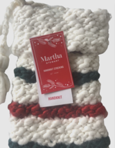 Martha Stewart Christmas Stocking Hand Knit Cream Ivory Green Red Stripe... - $53.78