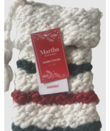 Martha Stewart Christmas Stocking Hand Knit Cream Ivory Green Red Stripe... - £42.04 GBP