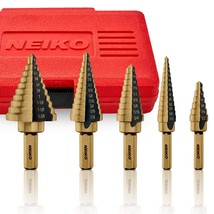 Neiko 10197A Step Drill Bit Set | 5 Pc., Total 50 Sae Sizes, 1/8&quot; - 1-3/... - $38.93